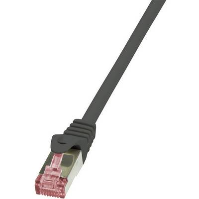 Čierna sieťová kábel s červeným konektorom RJ45.