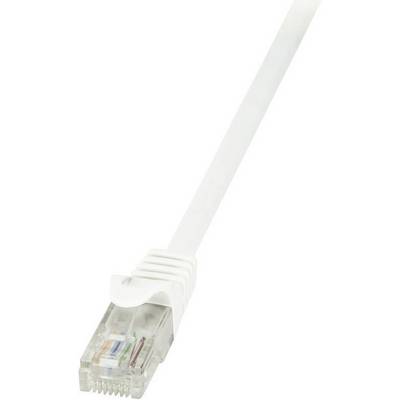 Sieťový kábel s RJ45 konektorom, biely. Prepája zariadenia s internetom alebo lokálnou sieťou pre prenos dát.
