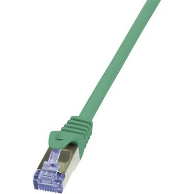 Zelený ethernetový kábel so zástrčkou, používaný na sieťové pripojenie.