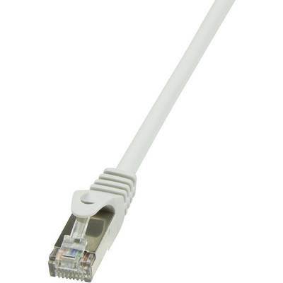 Sivý ethernetový kábel s konektorom RJ45 na konci.