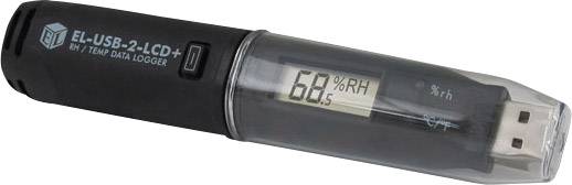 USB dátový záznamník na monitorovanie teploty a vlhkosti. Zobrazuje 68 % relatívnej vlhkosti na displeji. Kompaktný dizajn.