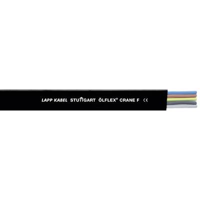 Čierne viacžilové káblové vedenie, označené štítkom 'Lapp Kabel Stuttgart Ölflex Crane F CE'.