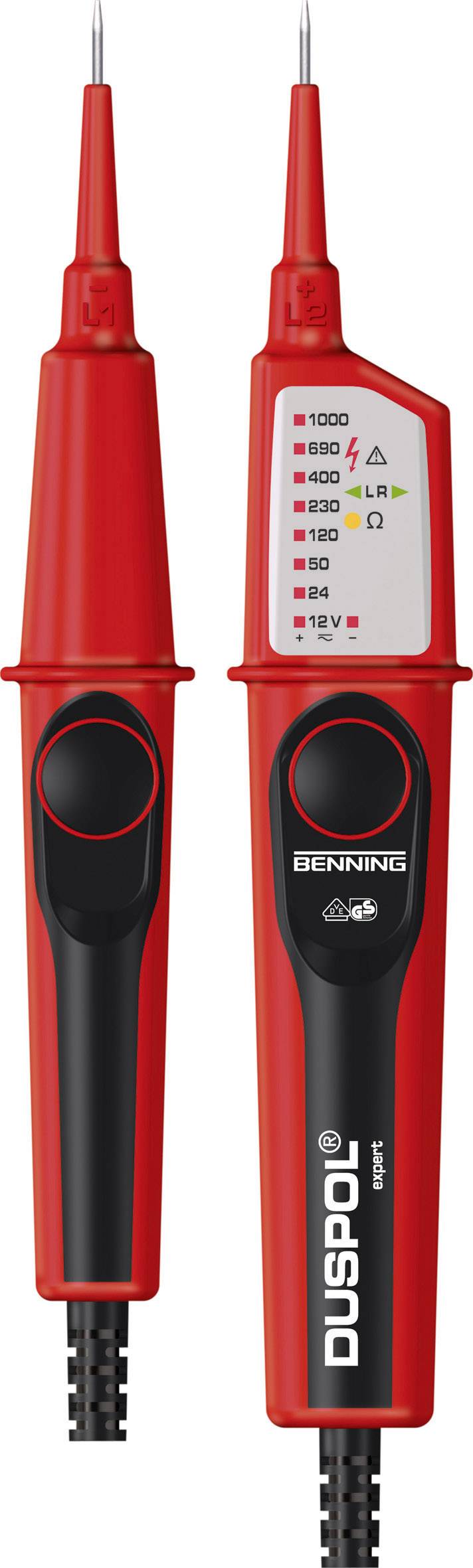 Benning DUSPOL expert Tester di tensione a due poli CAT III 1000 V, CAT IV 600 V LED, Vibrazione, Acustico