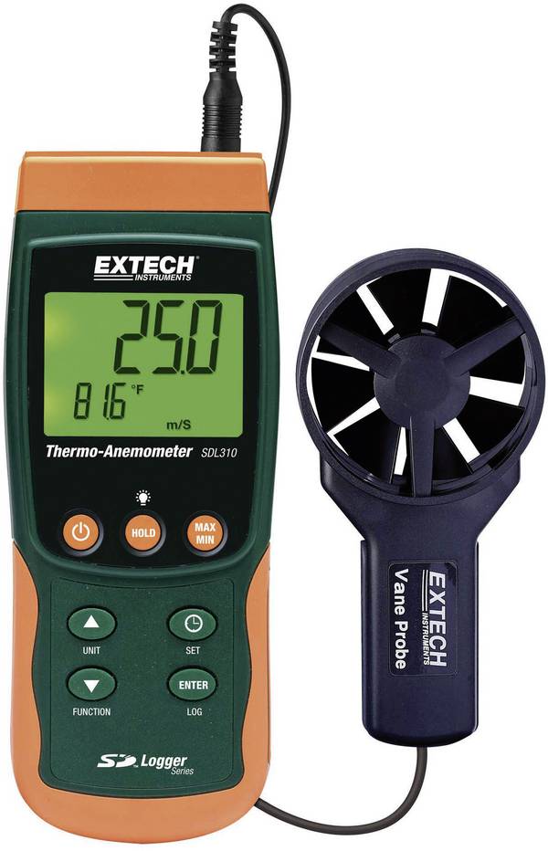 anemometer Extech SDL310 0.4 do 25 m/s  Kalibrované podľa (ISO)