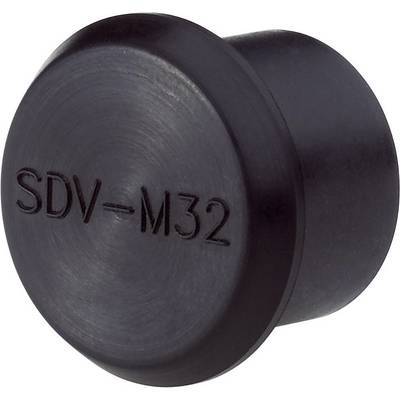 Čierny gumený zátkovací uzáver s nápisom 'SDV-M32'. Zátka má kruhovitý tvar a hladký povrch.