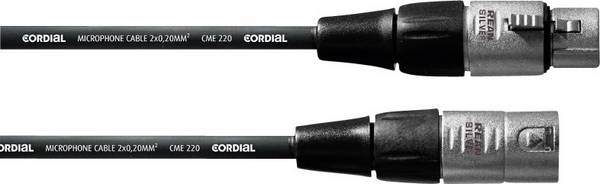 Cordial CFM 2,5 FM XLR prepojovací kábel [1x XLR zásuvka - 1x XLR zástrčka] 2.50 m čierna
