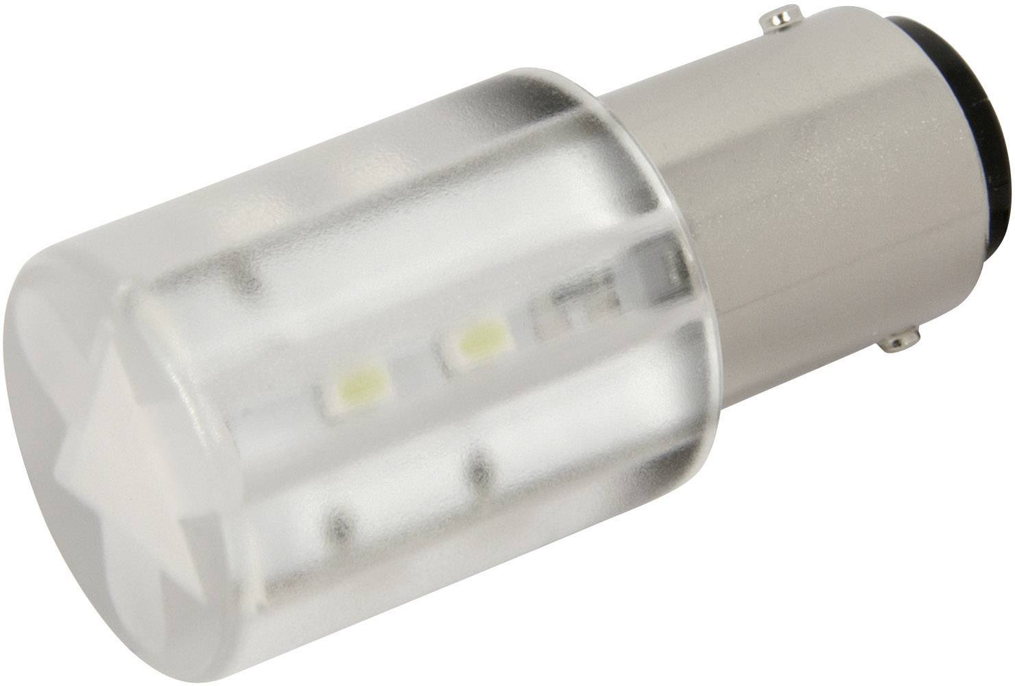 LED lampa s priehľadným plastovým krytom a kovovým socketom, vhodná pre použitie v automobilových osvetľovacích systémoch.