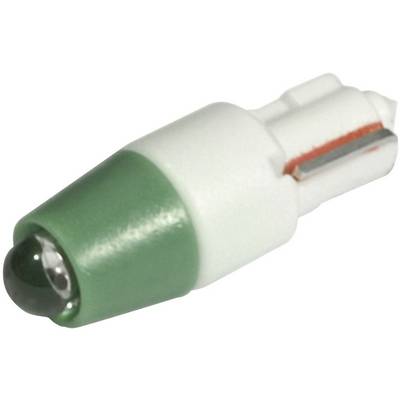 LED žiarovka so zelenou hlavicou a bielou päticou v tvare T5.