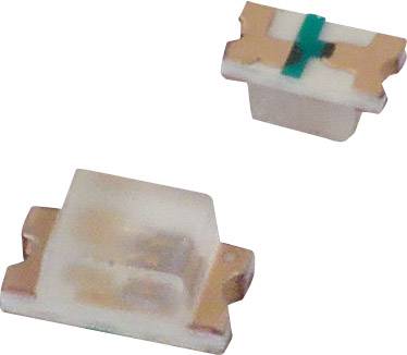 Dve SMD LED diódy, jedna so zeleným prúžkom, na bielom pozadí. Sú to malé elektronické súčiastky určené na osvetlenie.