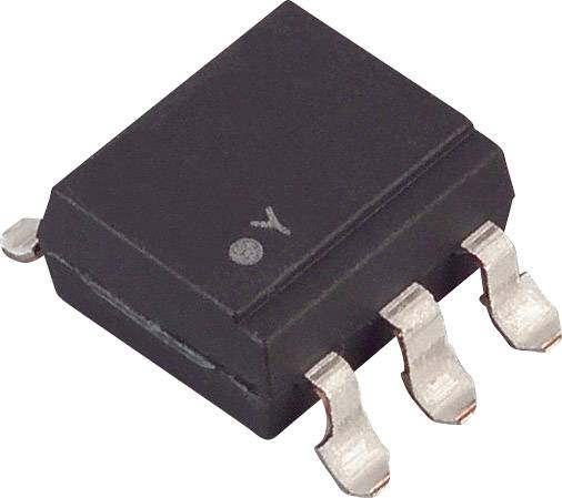 Detailný záber čierneho elektronického mikrochipu s kovovými kontaktmi na boku, na bielom pozadí.