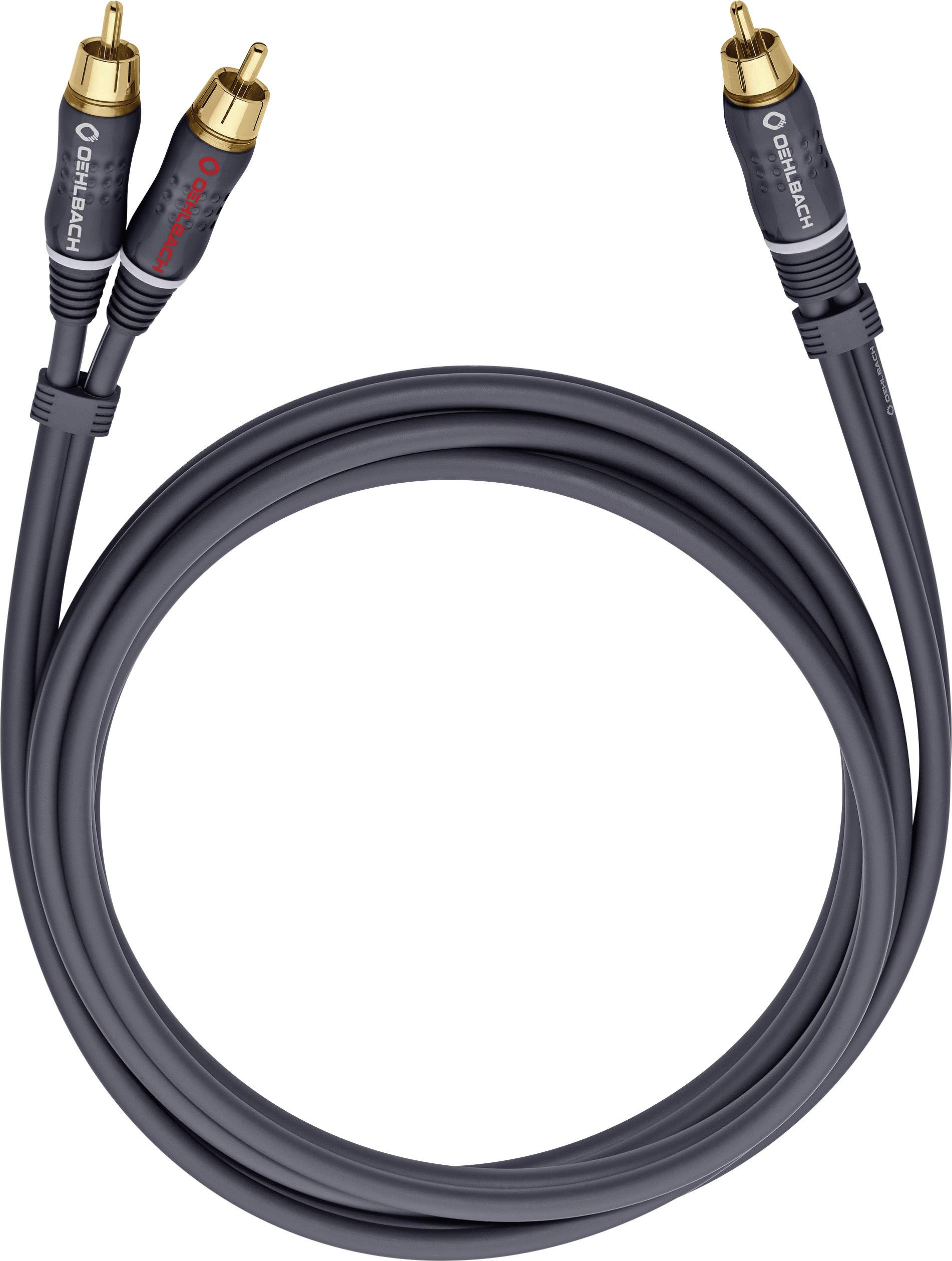 Oehlbach 23703 cinch audio Y kábel [2x cinch zástrčka - 1x cinch zástrčka] 3.00 m antracitová pozlátené kontakty