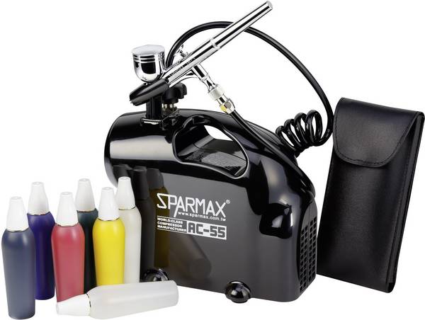 airbrush sada pre začiatočníkov s kompresorom Sparmax SK-55, douple action