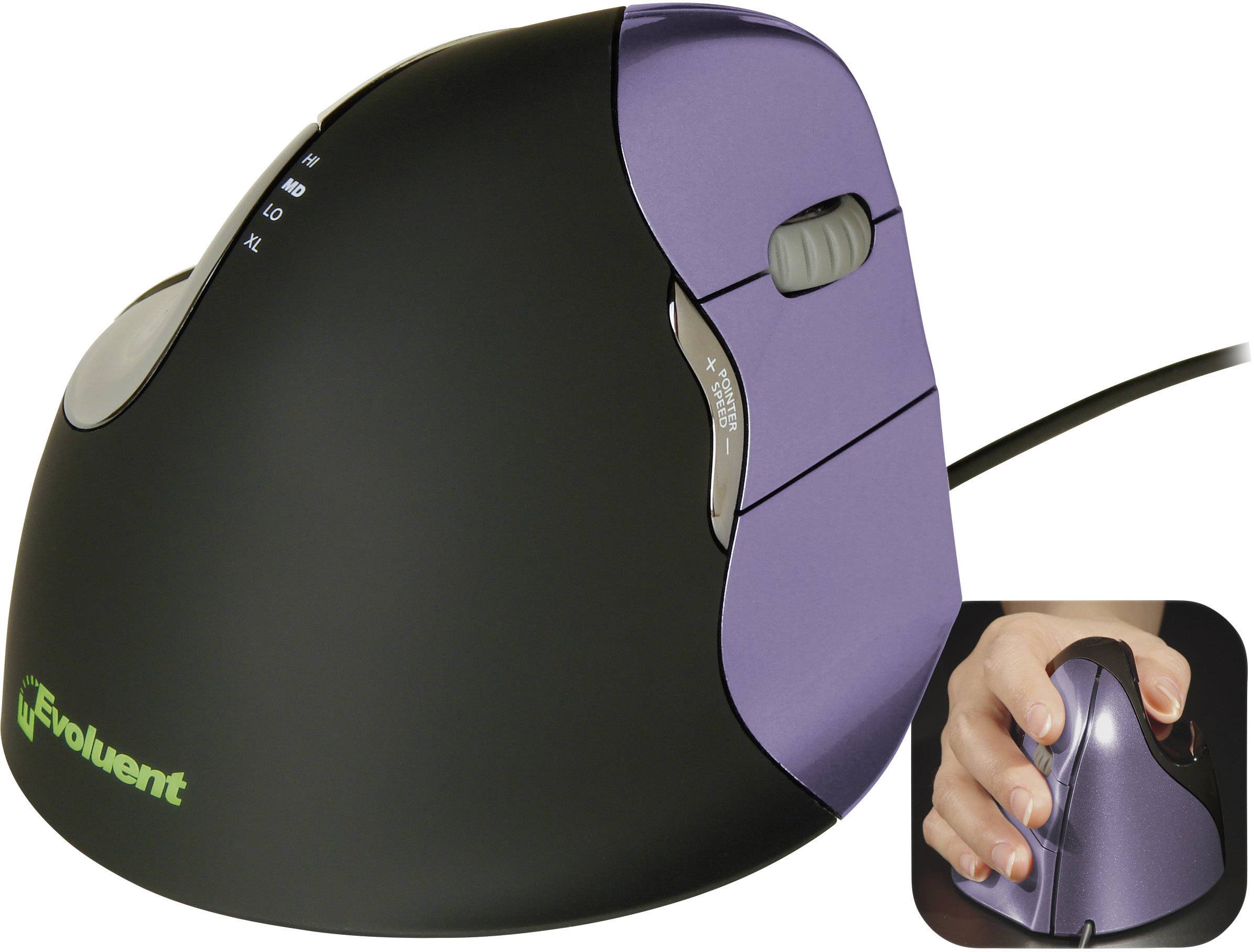 Evoluent Vertical Mouse 4 VM4S Mouse ergonomico USB Ottico Nero, Viola 6 Tasti 2800 dpi Ergonomico