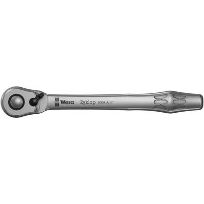 Račňový kľúč s ergonomickou rukoväťou, značka 'Wera Zyklop 8004 A 3/8"', vygravírovaný na kovovom povrchu.