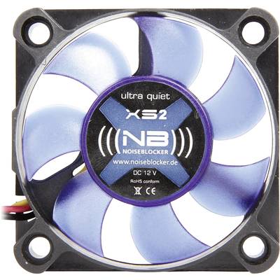 Počítačový ventilátor s modro-bielymi lopatkami, označený nápisom 'ultra quiet XS2 NB'. Slúži na chladenie.