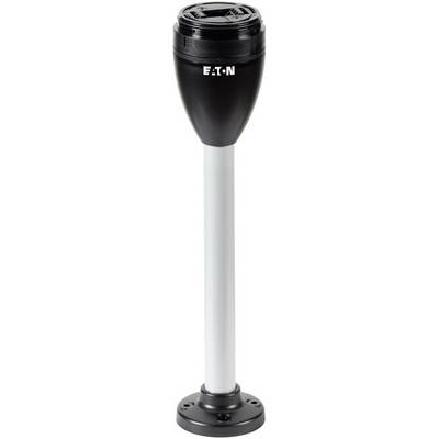 Čierna a sivá priemyselná lampa od spoločnosti Eaton s okrúhlou základňou, vhodná pre použitie v komerčných prostrediach.