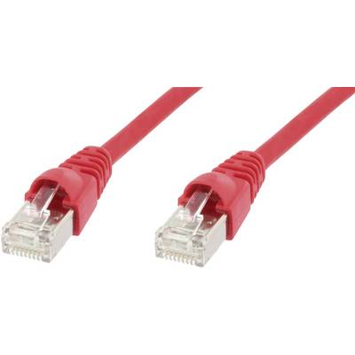 Dva červené ethernetové káble s RJ45 konektormi.