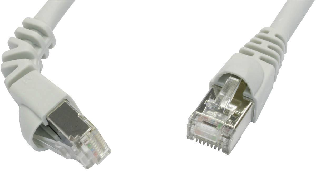 Šedý ethernetový kábel s dvoma RJ45 konektormi pre sieťové aplikácie.