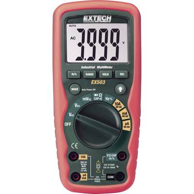 Extech EX503 ručný multimeter, Kalibrované podľa (DAkkS), vodotesné (IP67), CAT III 1000 V, CAT IV 600 V, displej (count