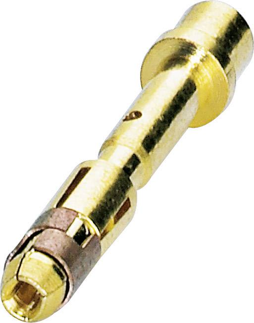 Zlatý koaxiálny konektor v detailnom zábere, vhodný pre priemyselné aplikácie, ukazuje svoju štíhlu valcovitú formu a lesklý povrch.