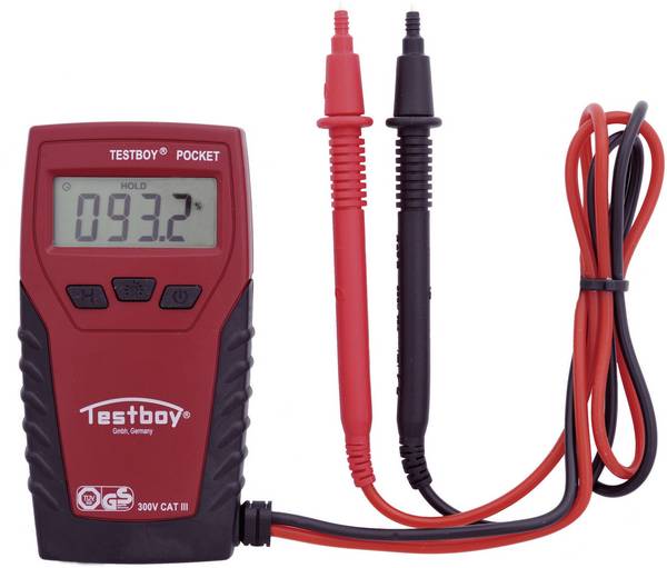 Testboy Pocket digitálne/y ručný multimeter, Kalibrované podľa (ISO), CAT III 300 V, Displej (counts): 2000
