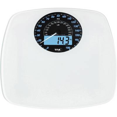 Digitálna osobná váha ukazuje 143 kg na modrm displeji.