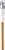 Oranžový kábel s bielym a kovovým konektorom. Konektor má guľatý tvar a niekoľko pinov.