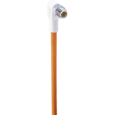 Oranžový koaxiálny kábel s bielou pravouhlou zástrčkou.