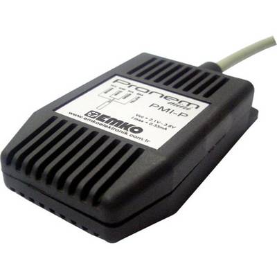 Čierne elektronické zariadenie s káblom, značka 'Pronem'. Popis uvádza 'PMI-P' a napätie 2,1V-3,6V. Výrobca: Emko Elektronik.