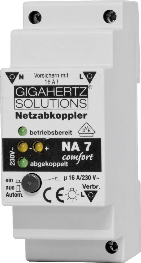 Gigahertz Solutions odpojovač siete 1 ks NA7 Spínacie napätie (max.): 230 V/AC 16 A 2300 W Zvyškové zvlnenie: 4 mV