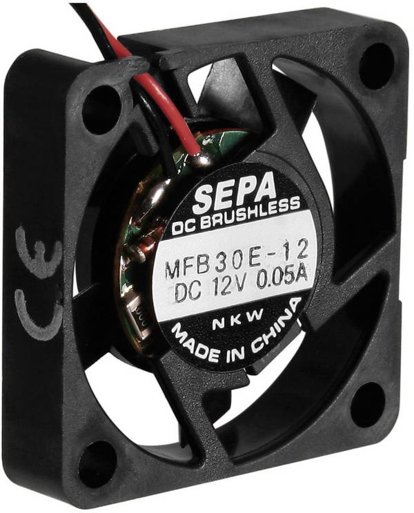 SEPA MFB30E12 axiálny ventilátor, 12 V/DC, 4.0 m³/h, (d x š x v) 30 x 30 x 6.5 mm, MFB30E12-BLI