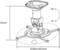 Výkres projektorovej konzoly s nastaviteľným uhlom sklonu od +25° do -25°. Výška 220 mm, priemer základne 180-310 mm.