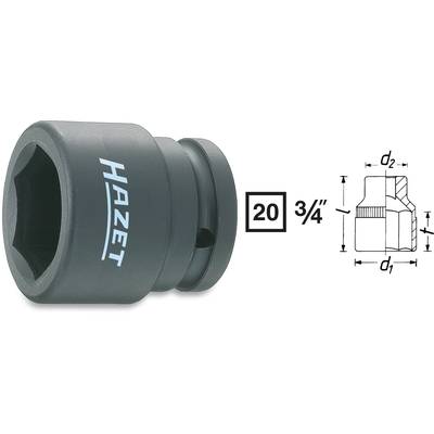 Nástrčný kľúč Hazet, 20 mm, s nákresom nadstavca; detaily d1 a d2 zobrazené.