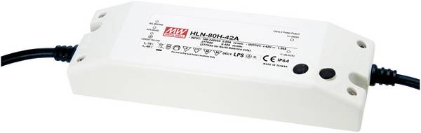 MEAN WELL HLN-80H-20A LED driver, napájací zdroj pre LED  konštantné napätie, konštantný prúd 80 W 4 A 12 - 20 V/DC stmievateľný, PFC spínacie obvod, ochrana proti prepätiu, schválenie nábytku
