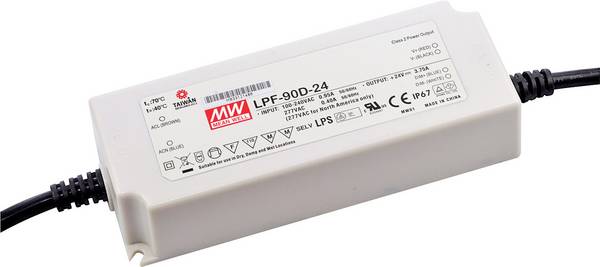 MEAN WELL LPF-90D-24 LED driver, napájací zdroj pre LED  konštantné napätie, konštantný prúd 90 W 3.75 A 14.4 - 24 V/DC stmievateľný, PFC spínacie obvod, ochrana proti prepätiu