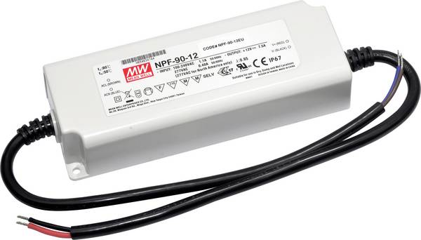 MEAN WELL NPF-90D-42 LED driver, napájací zdroj pre LED  konštantné napätie, konštantný prúd 90 W 2.15 A 25.2 - 42 V/DC stmievateľný, PFC spínacie obvod, ochrana proti prepätiu, schválenie nábytku