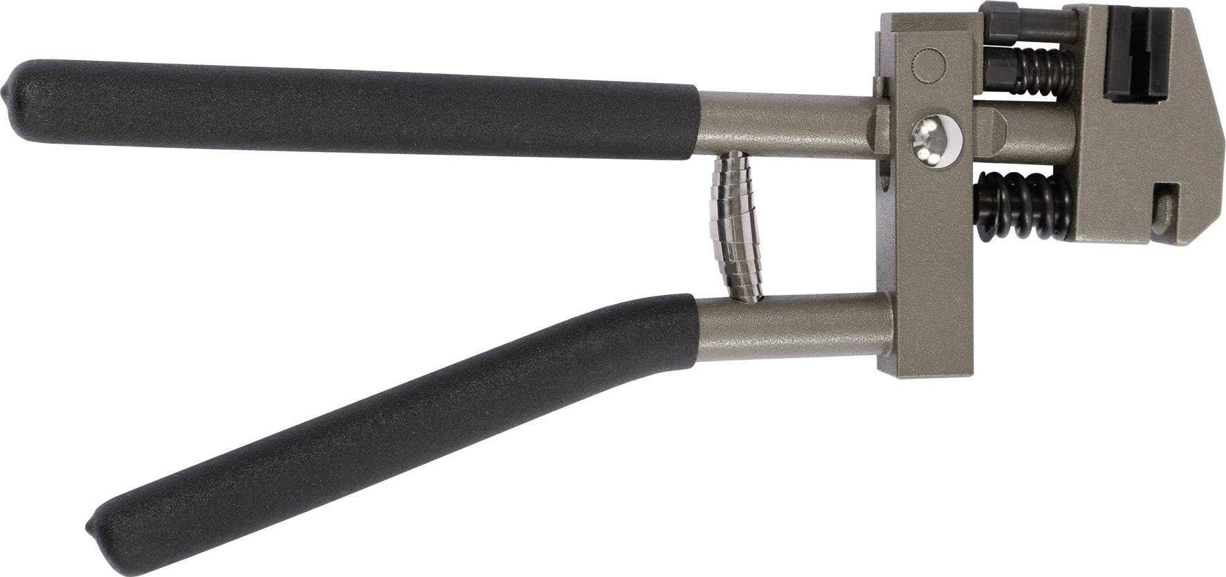 Kliešte s čiernymi rukoväťami a kovovým hrotom, ktoré sa používajú na uchopenie alebo rezanie drôtov či skrutiek.