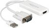 Delock 62460 VGA / USB / HDMI adaptér [1x VGA zástrčka, USB 2.0 zástrčka A - 1x HDMI zásuvka] biela 25.00 cm