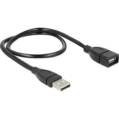 Čierne predlžovacie USB kábel s USB-A zástrčkou na jednej strane a USB-A zásuvkou na druhej strane.