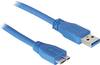 Delock USB kábel USB 3.2 Gen1 USB-A zástrčka, USB Micro-B 3.0 zástrčka 5.00 m modrá pozlátené kontakty, UL certifikácia 83502