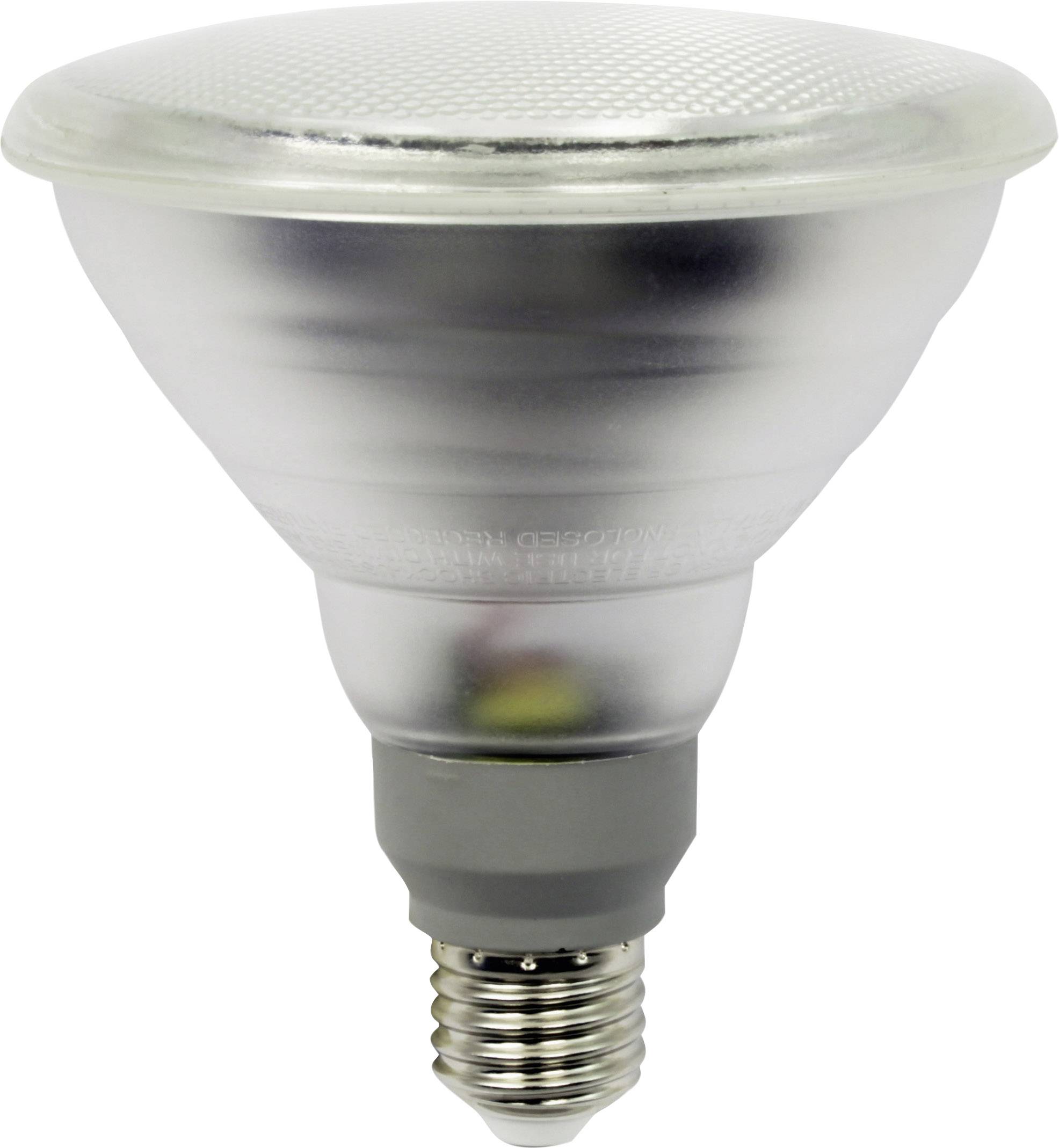 Jednotlivá LED žiarovka so striebornou päticou a priehľadným sklom, vhodná pre energeticky úsporné osvetlenie.
