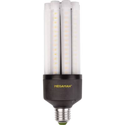 LED lampa s vertikálnymi svetelnými pruhmi a čiernou základňou. Značka 'MEGAMAN' je vytlačená na päticke.