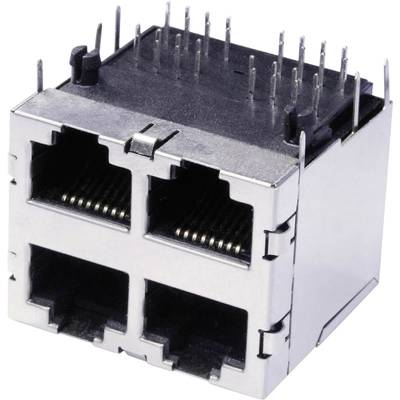 econ connect 3022S2 Dvojpodlažný multiport 4 x RJ45 3022S2 zásuvka, vstavateľná horizontálna Počet pólov 8P8C kov 1 ks
