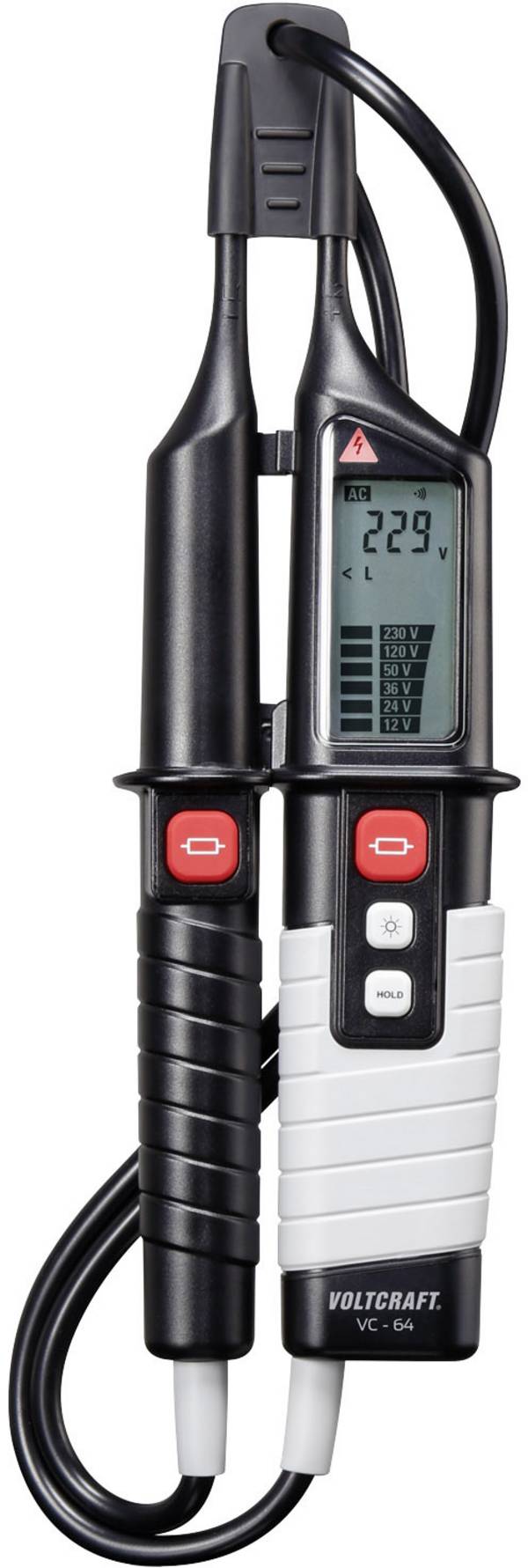 VOLTCRAFT VC 64 dvojpólová skúšačka napätia, CAT III 1000 V, CAT IV 600 V, akustický, LCD, LED