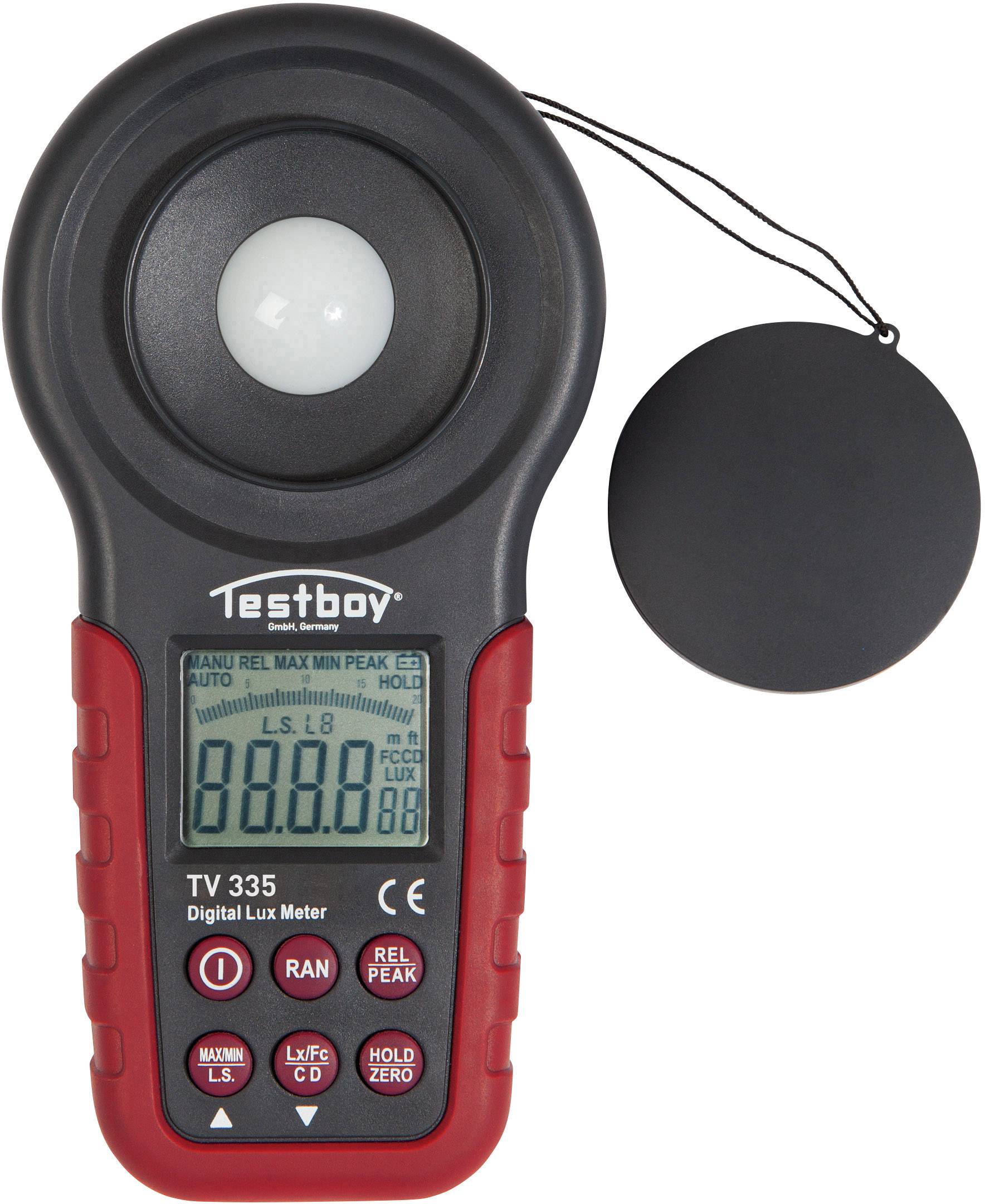 Digitálny luxmeter s displejom zobrazuje "88.8". Má tlačidlá pre rôzne funkcie a odnímateľný ochranný kryt.