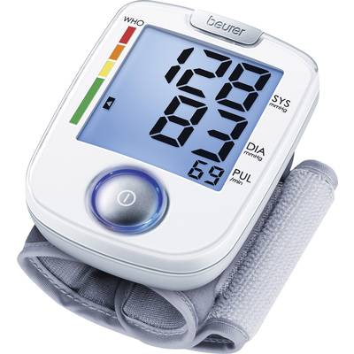Digitálny tlakomer s digitálnym displejom. Hodnoty: 128 SYS, 83 DIA v mmHg, pulz 69. Farebná stupnica zľava od zelenej po červenú.