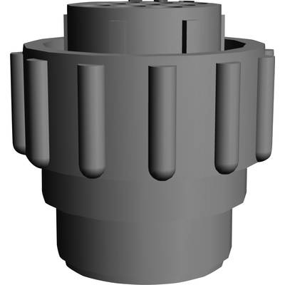 Sivý CAD model mechanickej súčiastky s valcovými a drážkovanými prvkami, pravdepodobne časť prevodovky.