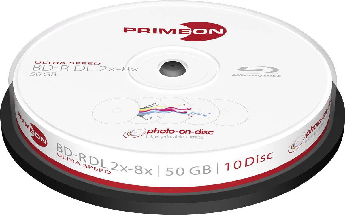 Primeon 2761312 Blu-ray BD-R DL vergine 50 GB 10 pz. Torre stampabile