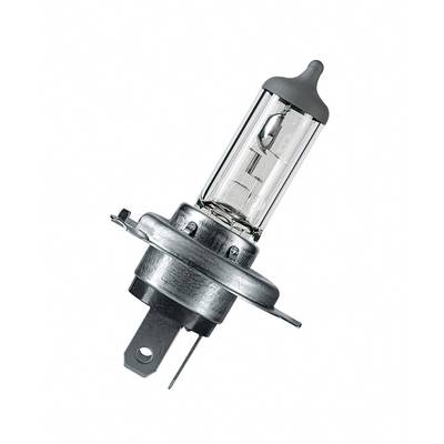 Halogénová lampa s kovovým päticovým spojem a skleneným krytom, vhodná pre automobilovú svetelnú techniku.