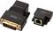 Dva adaptéry: Vľavo adaptér z DVI na VGA s 24-pinovým konektorom a vpravo adaptér z RJ45 na HDMI.
